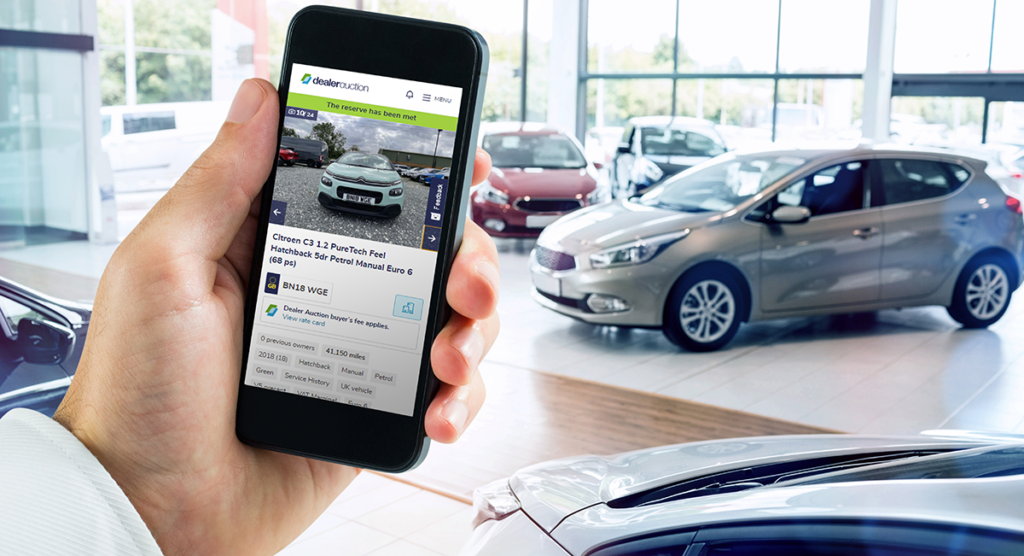 Dealer Auction website on a phone
