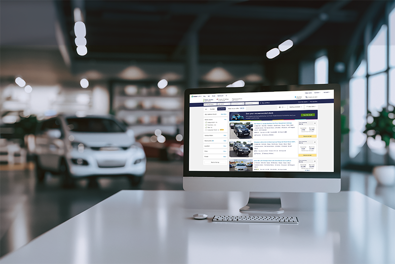 Dealer Auction website on a desktop computer in car dealership